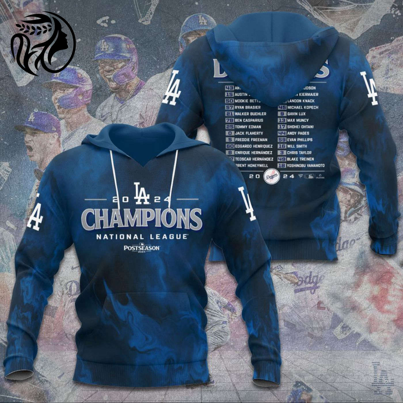 MLB Los Angeles Dodgers National League Champions Kits ST2422 3d Printed Hoodie 3d Printed Hoodie