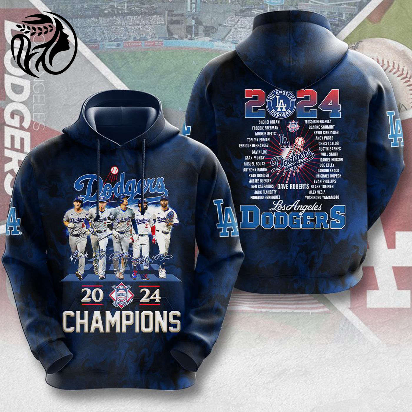 MLB Los Angeles Dodgers National League Champions Kits ST2423 3d Printed Hoodie 3d Printed Hoodie