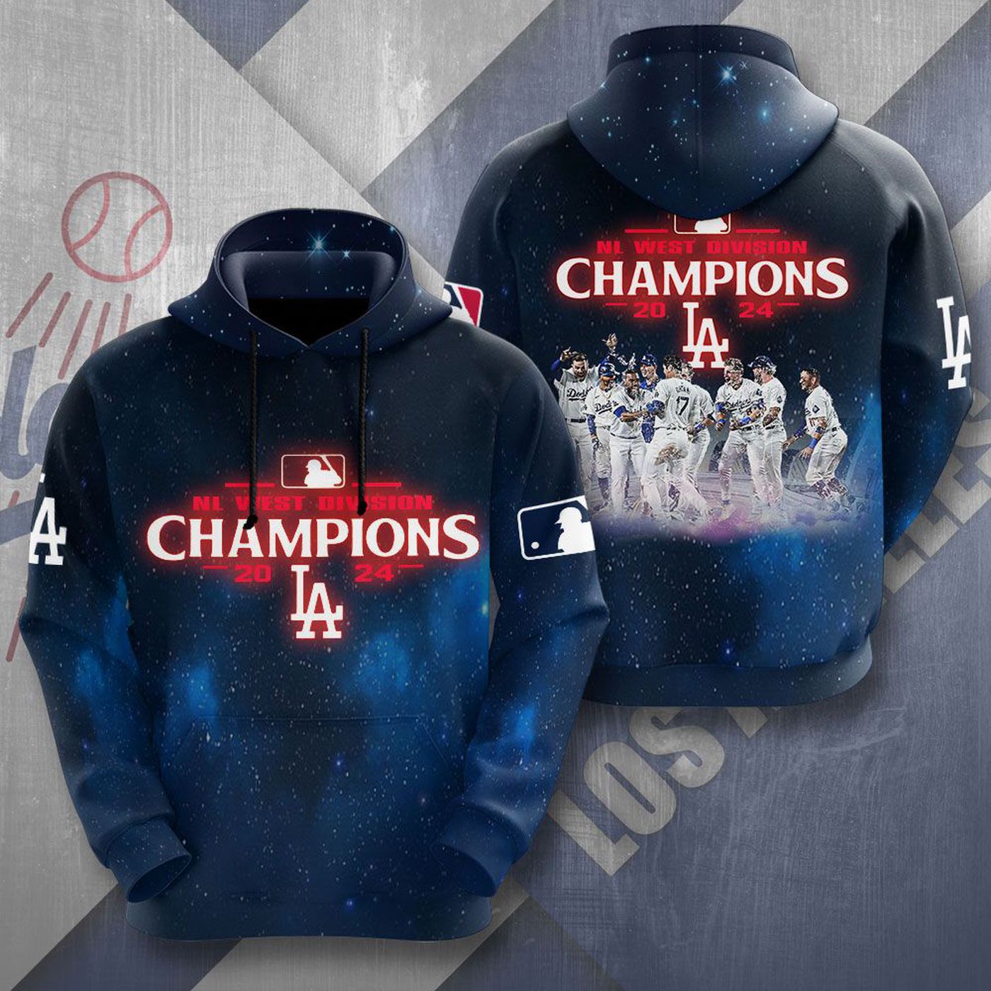 MLB Los Angeles Dodgers National League Champions Kits ST2424 3d Printed Hoodie 3d Printed Hoodie