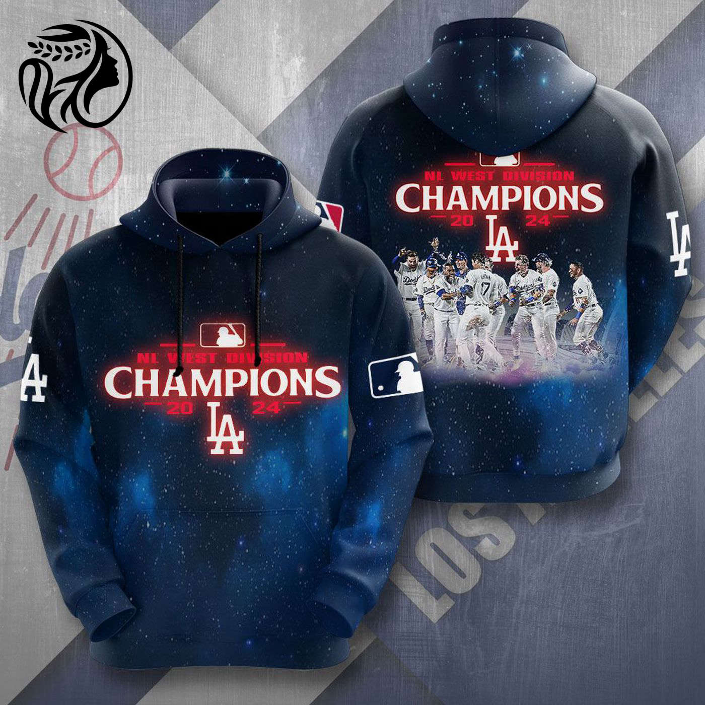 MLB Los Angeles Dodgers National League Champions Kits ST2424 3d Printed Hoodie 3d Printed Hoodie