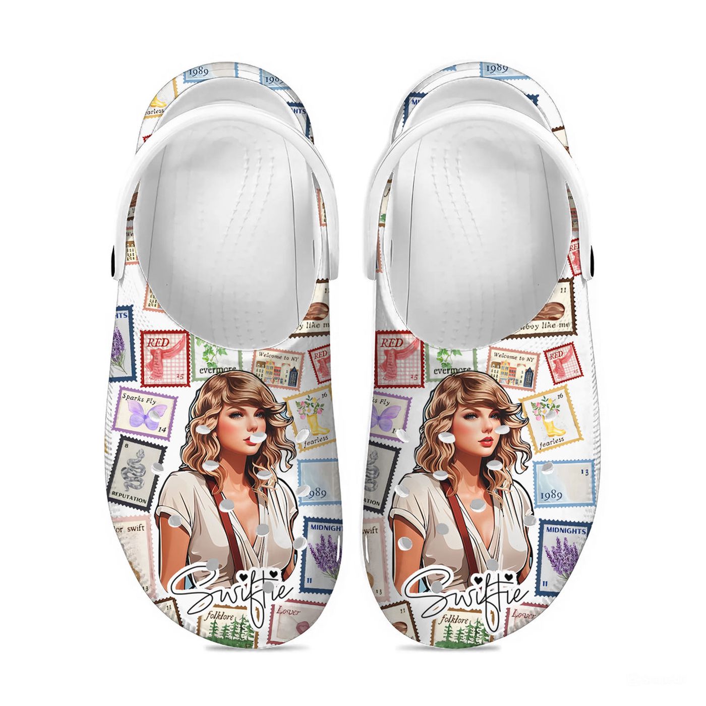 Step Out in Style with New Design Taylor Swift White High-Sole Clogs – Elevate Your Look!