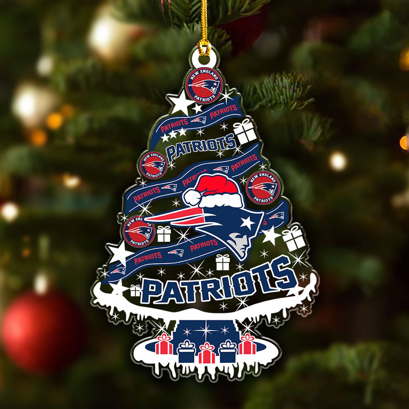 New England Patriots Custom Shape Clear 1-sided Acrylic Ornament Gift
