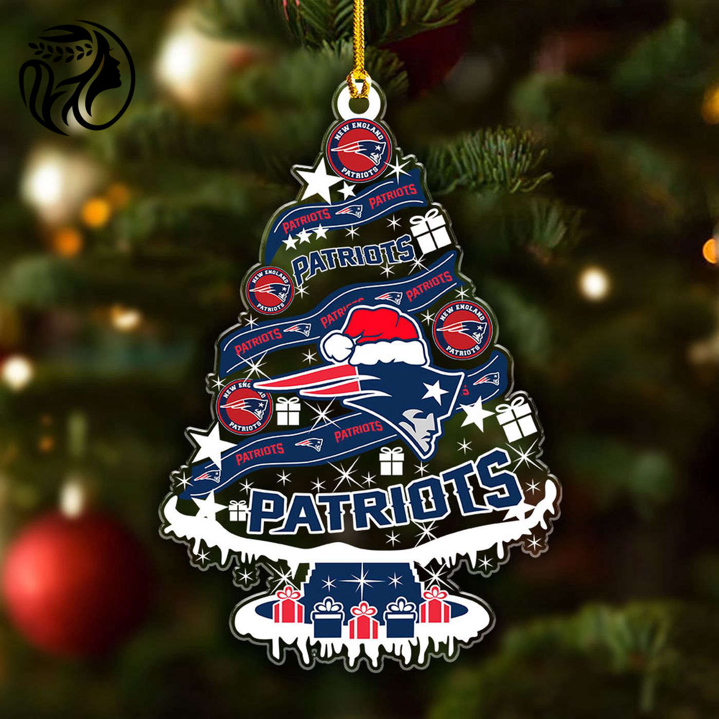 New England Patriots Custom Shape Clear 1-sided Acrylic Ornament Gift