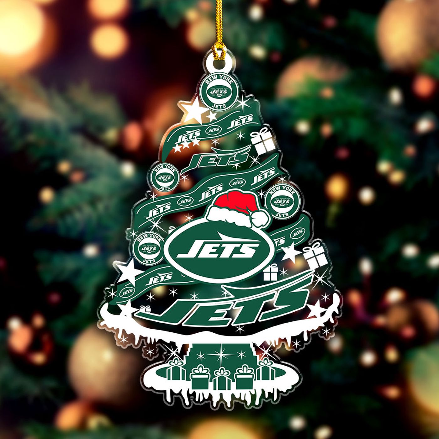 New York Jets Custom Shape Clear 1-sided Acrylic Ornament