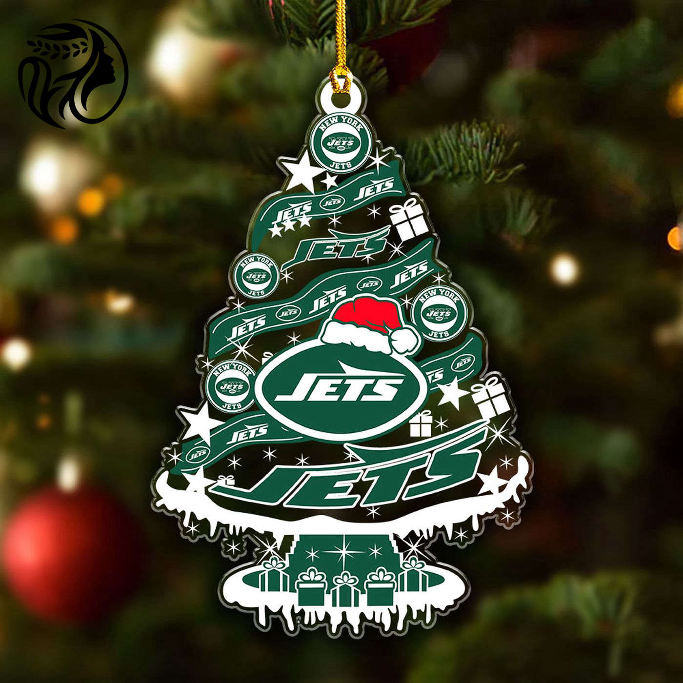 New York Jets Custom Shape Clear 1-sided Acrylic Ornament