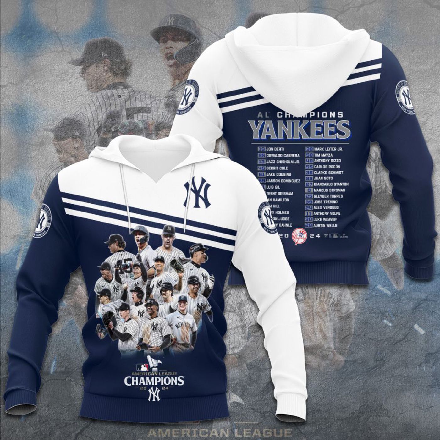 New York Yankees 2024 American League Champions Kits ST2451 3d Printed Hoodie 3d Printed Hoodie