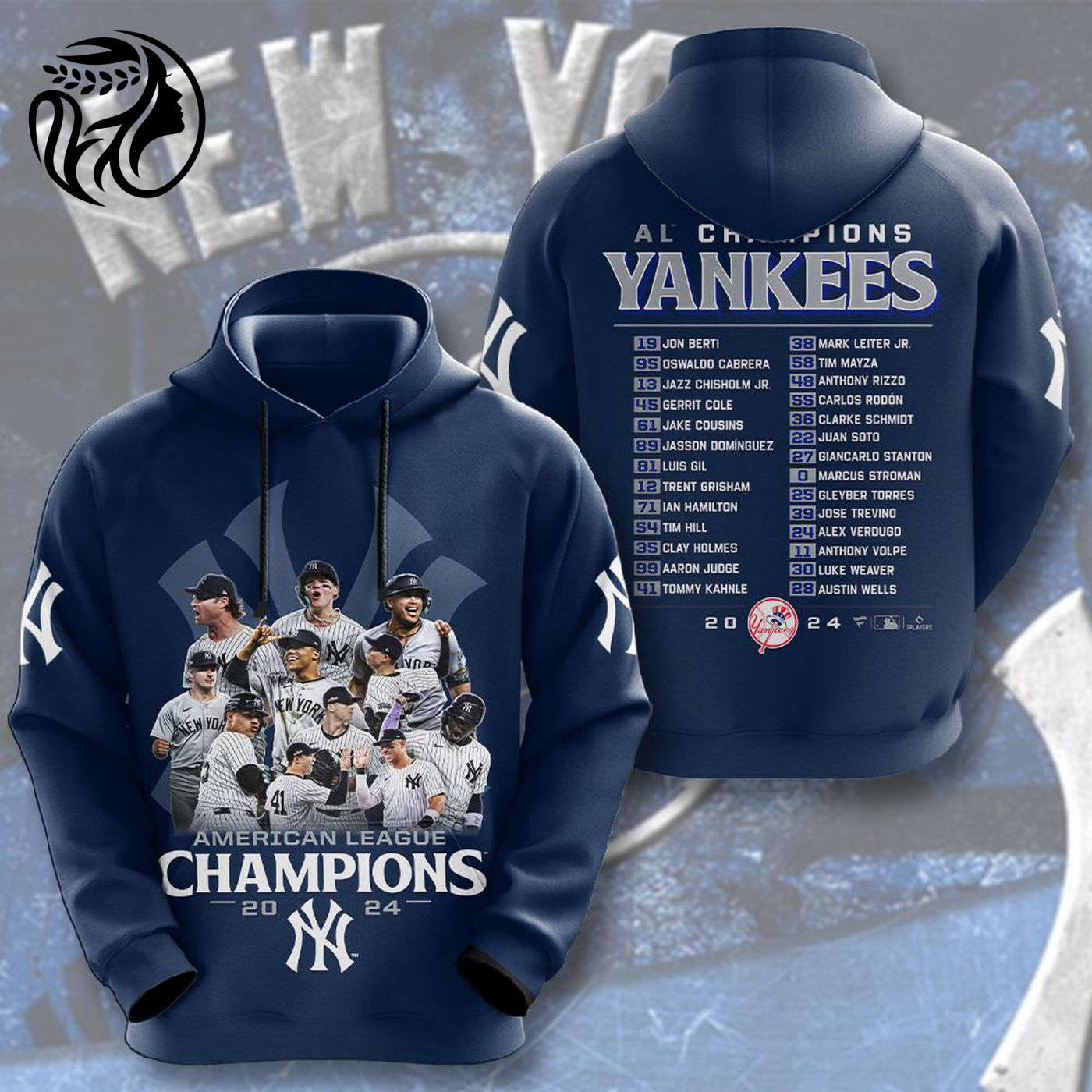 New York Yankees 2024 American League Champions Kits ST2452 3d Printed Hoodie 3d Printed Hoodie