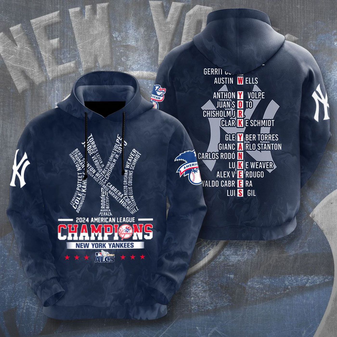 New York Yankees 2024 American League Champions Kits ST2453 3d Printed Hoodie 3d Printed Hoodie