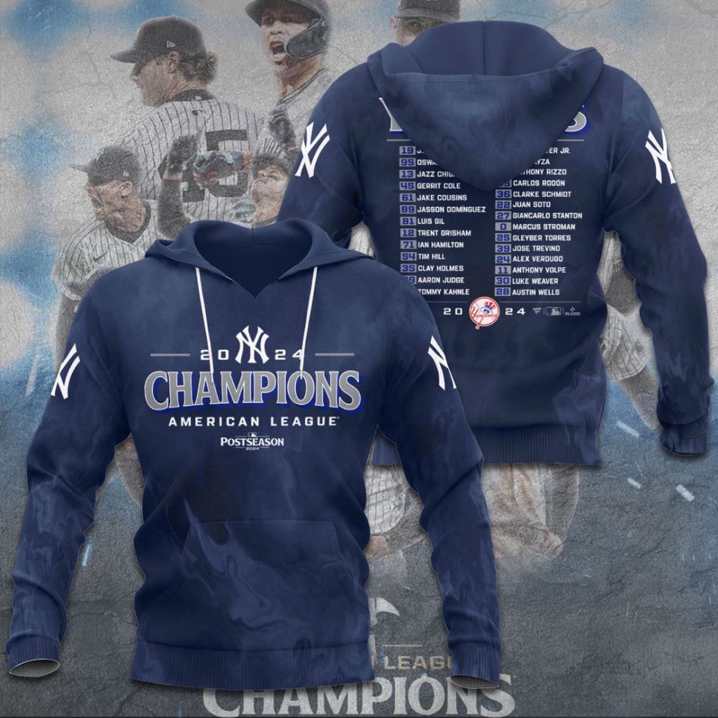 New York Yankees 2024 American League Champions Kits ST2454 3d Printed Hoodie 3d Printed Hoodie