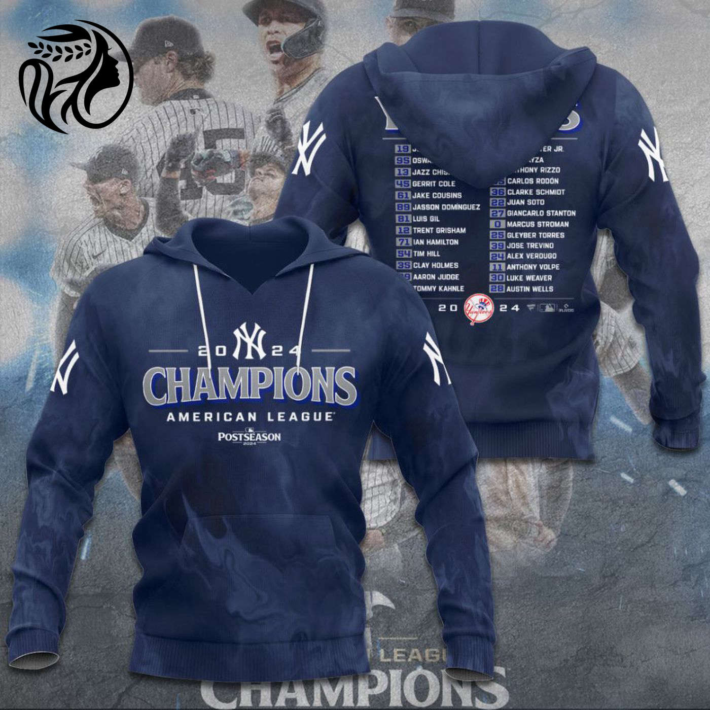 New York Yankees 2024 American League Champions Kits ST2454 3d Printed Hoodie 3d Printed Hoodie