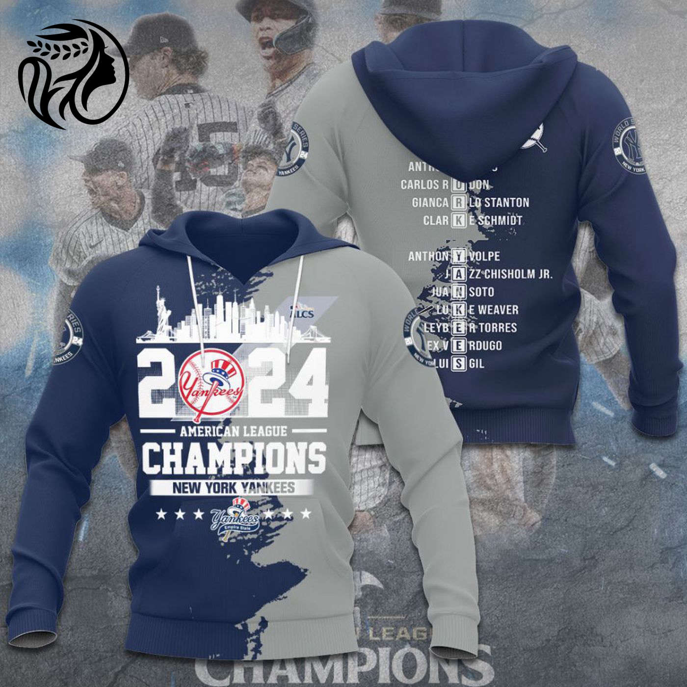 New York Yankees 2024 American League Champions Kits ST2455 3d Printed Hoodie 3d Printed Hoodie