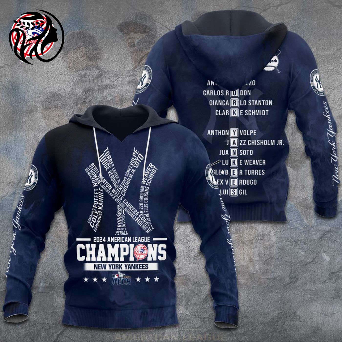 New York Yankees 2024 American League Champions Kits ST2458 3d Printed Hoodie 3d Printed Hoodie
