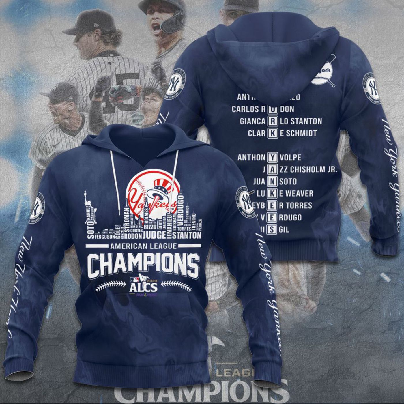 New York Yankees 2024 American League Champions Kits ST2459 3d Printed Hoodie 3d Printed Hoodie