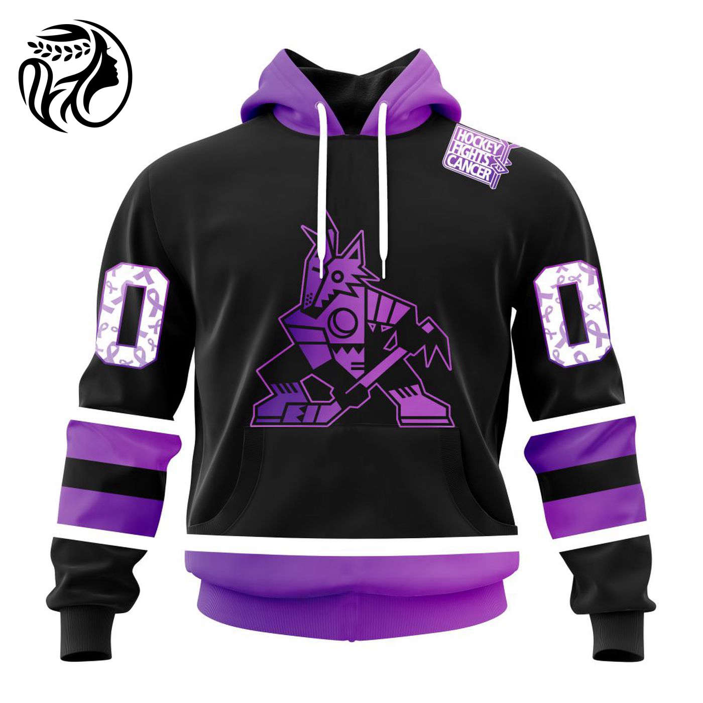 NHL Arizona Coyotes Special Black Hockey Fights Cancer Kits ST2301 3d Printed Hoodie 3d Printed Hoodie