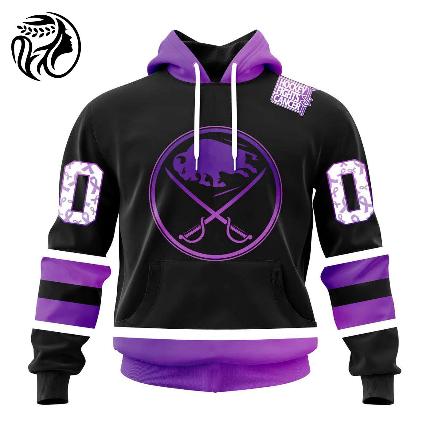 NHL Buffalo Sabres Special Black Hockey Fights Cancer Kits ST2301 3d Printed Hoodie 3d Printed Hoodie