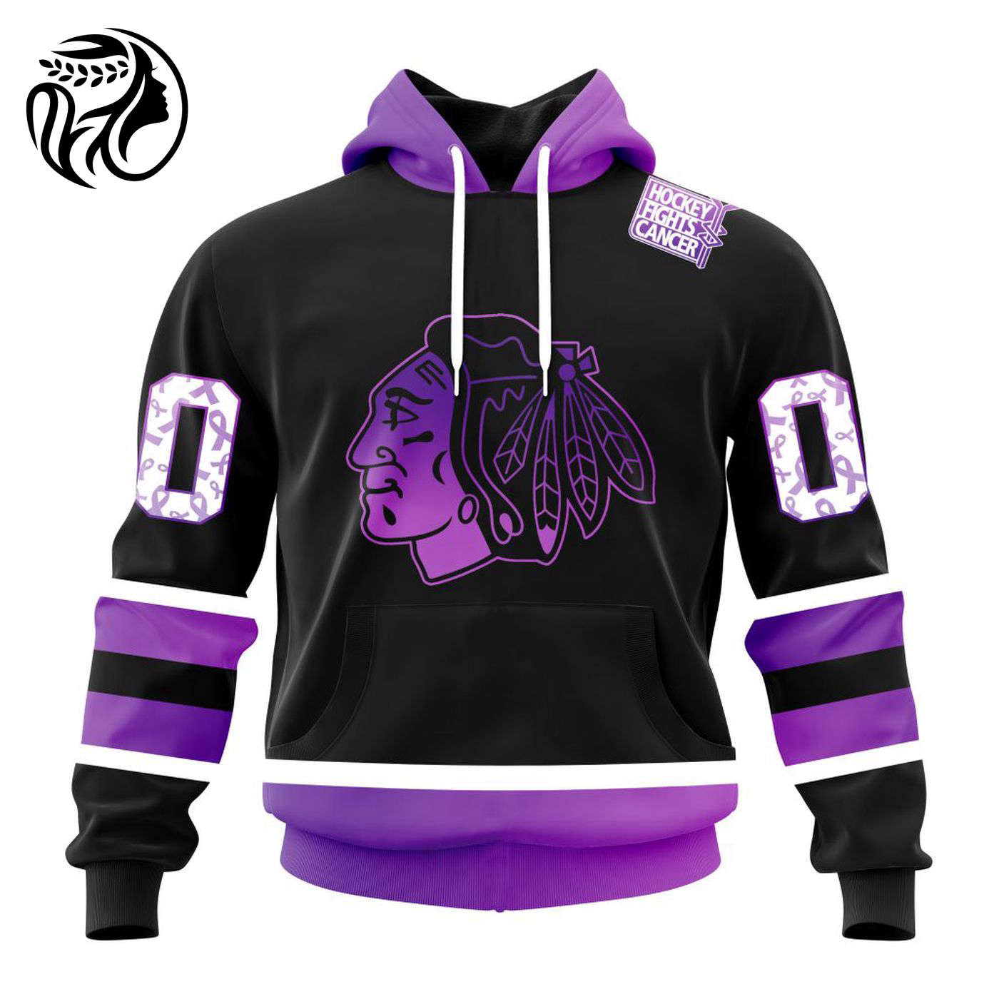 NHL Chicago Blackhawks Special Black Hockey Fights Cancer Kits ST2301 3d Printed Hoodie 3d Printed Hoodie