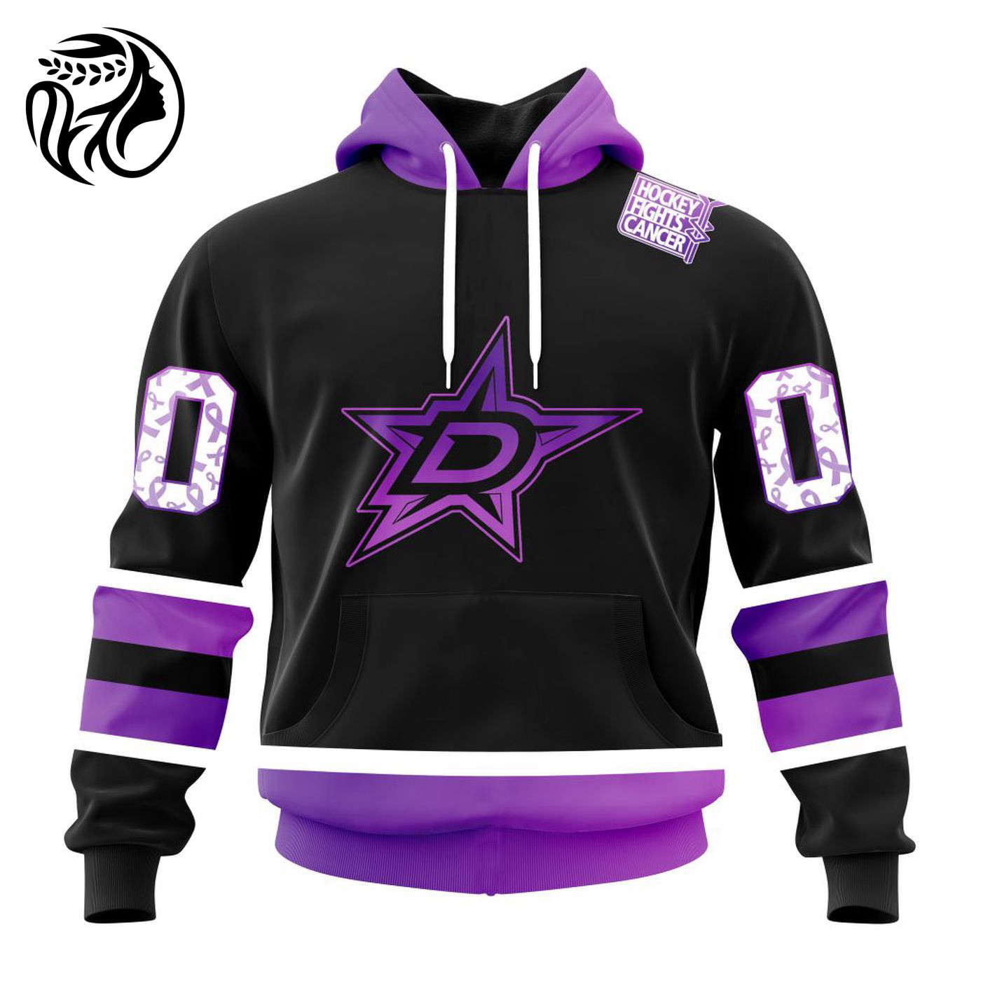 NHL Dallas Stars Special Black Hockey Fights Cancer Kits ST2301 3d Printed Hoodie 3d Printed Hoodie