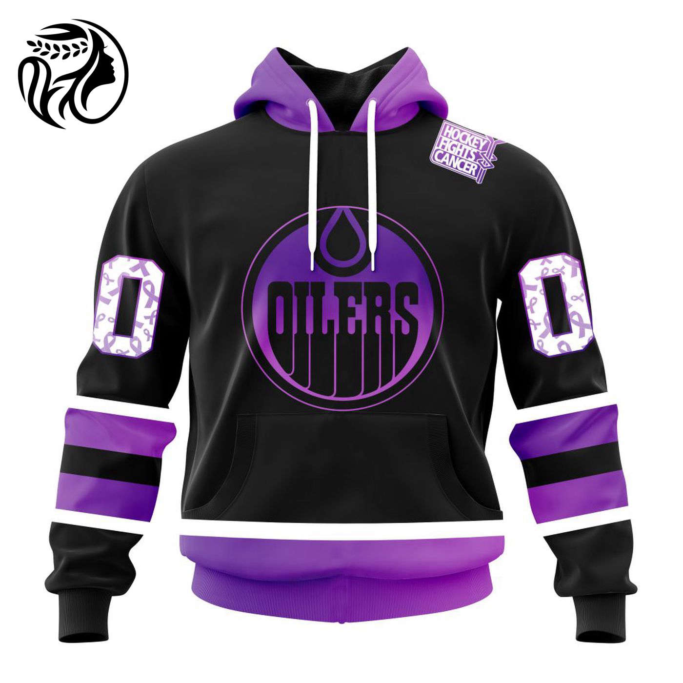 NHL Edmonton Oilers Special Black Hockey Fights Cancer Kits ST2301 3d Printed Hoodie 3d Printed Hoodie