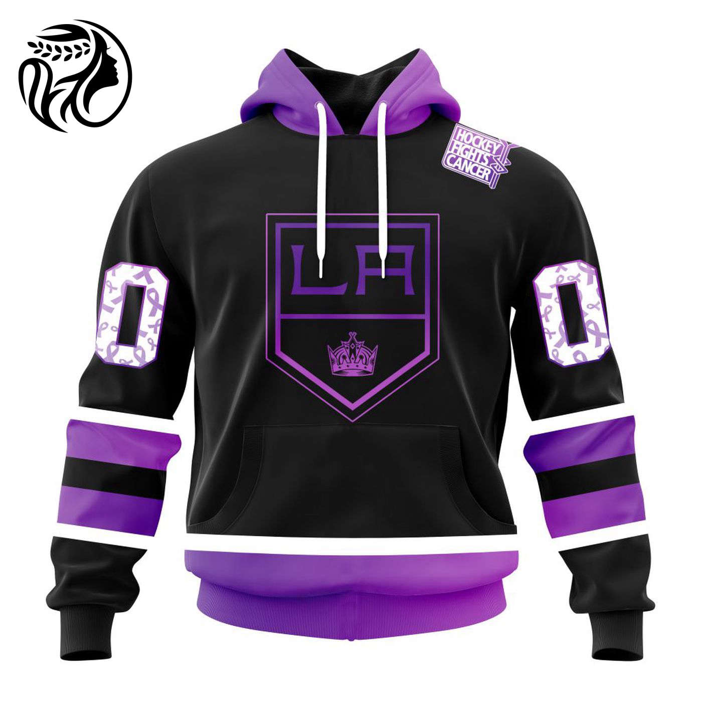NHL Los Angeles Kings Special Black Hockey Fights Cancer Kits ST2301 3d Printed Hoodie 3d Printed Hoodie