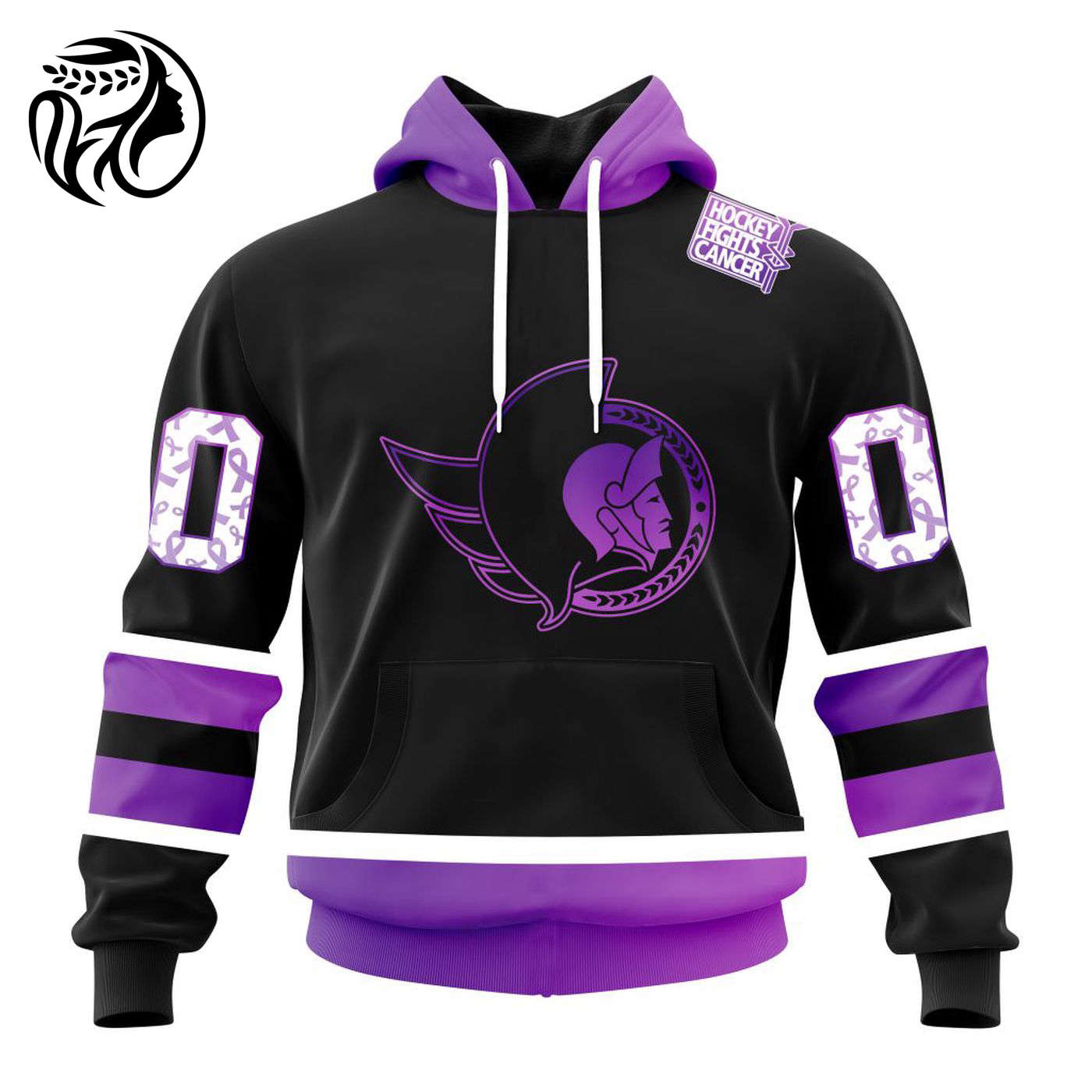 NHL Ottawa Senators Special Black Hockey Fights Cancer Kits ST2301 3d Printed Hoodie 3d Printed Hoodie