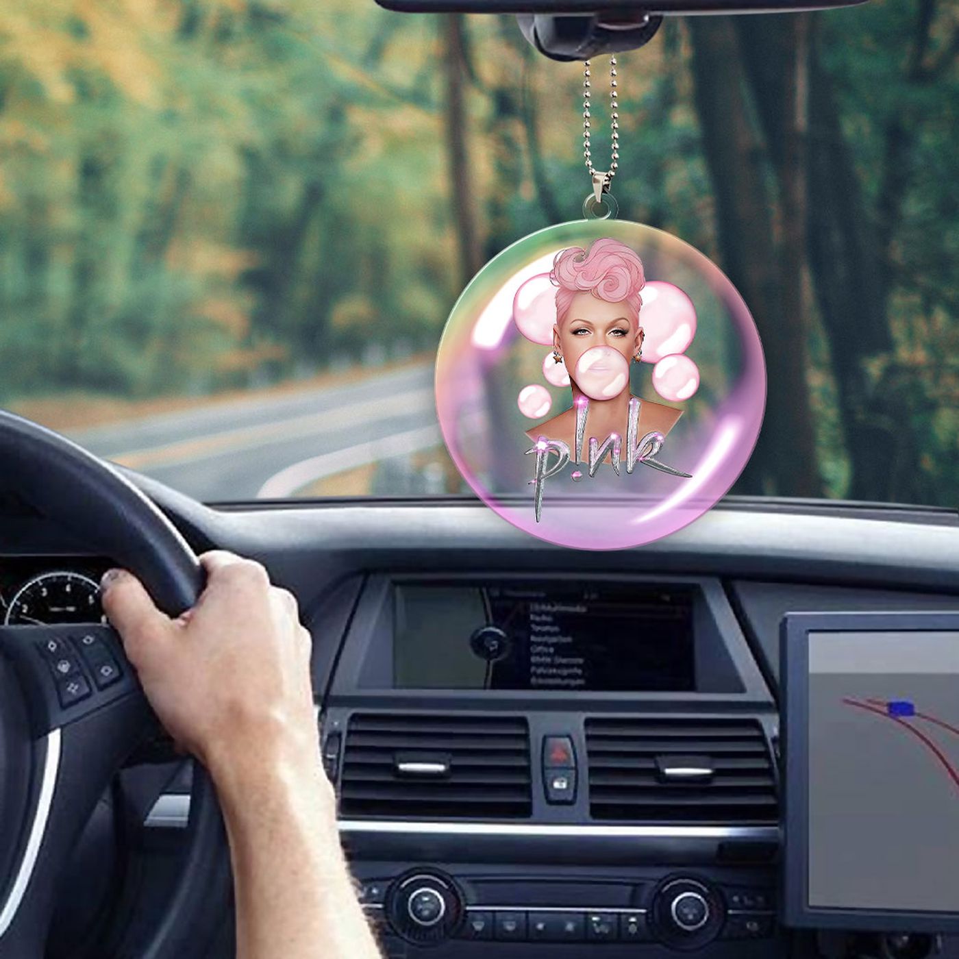 P!nk Custom shape Clear-sided Acrylic Car Ornament