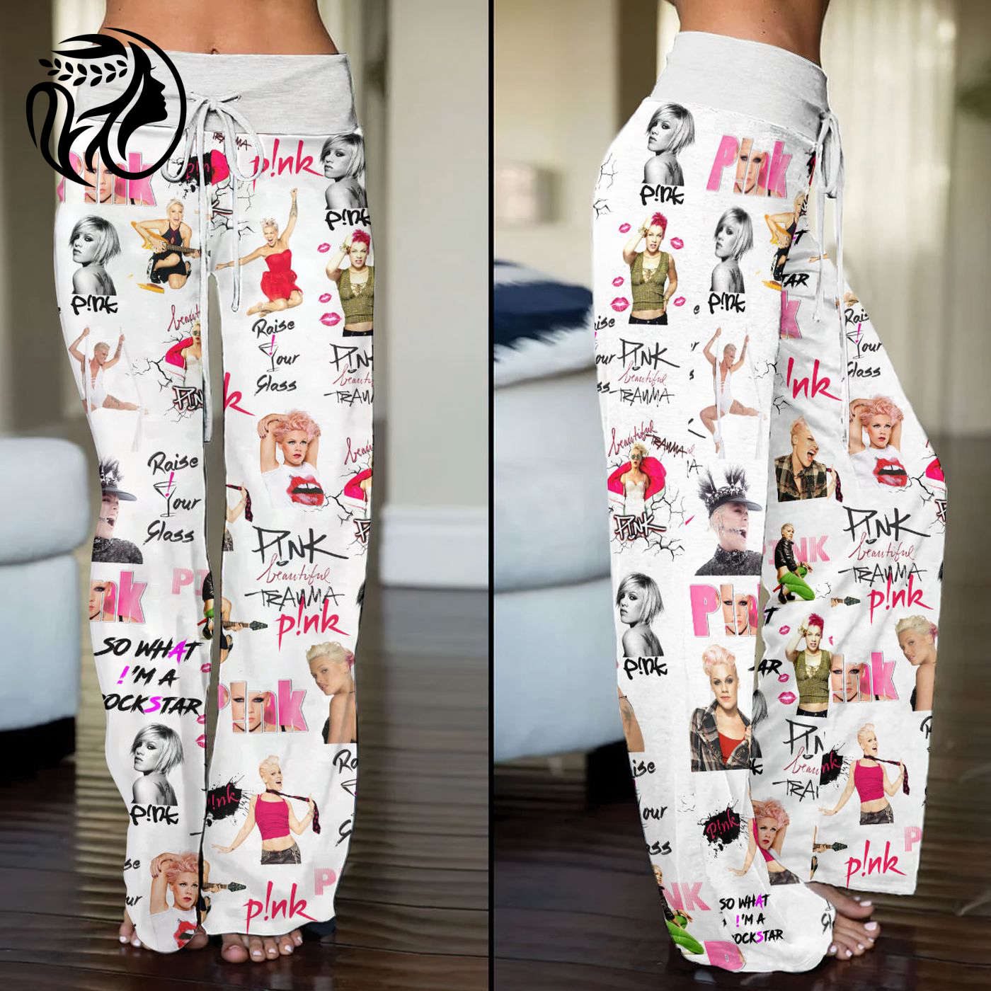 P!nk High-Waisted Straight-Leg Trousers  – Gift for Women