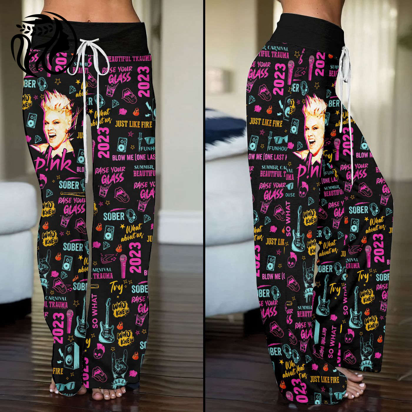 P!nk High-Waisted Straight-Leg Trousers  - Gift for Women