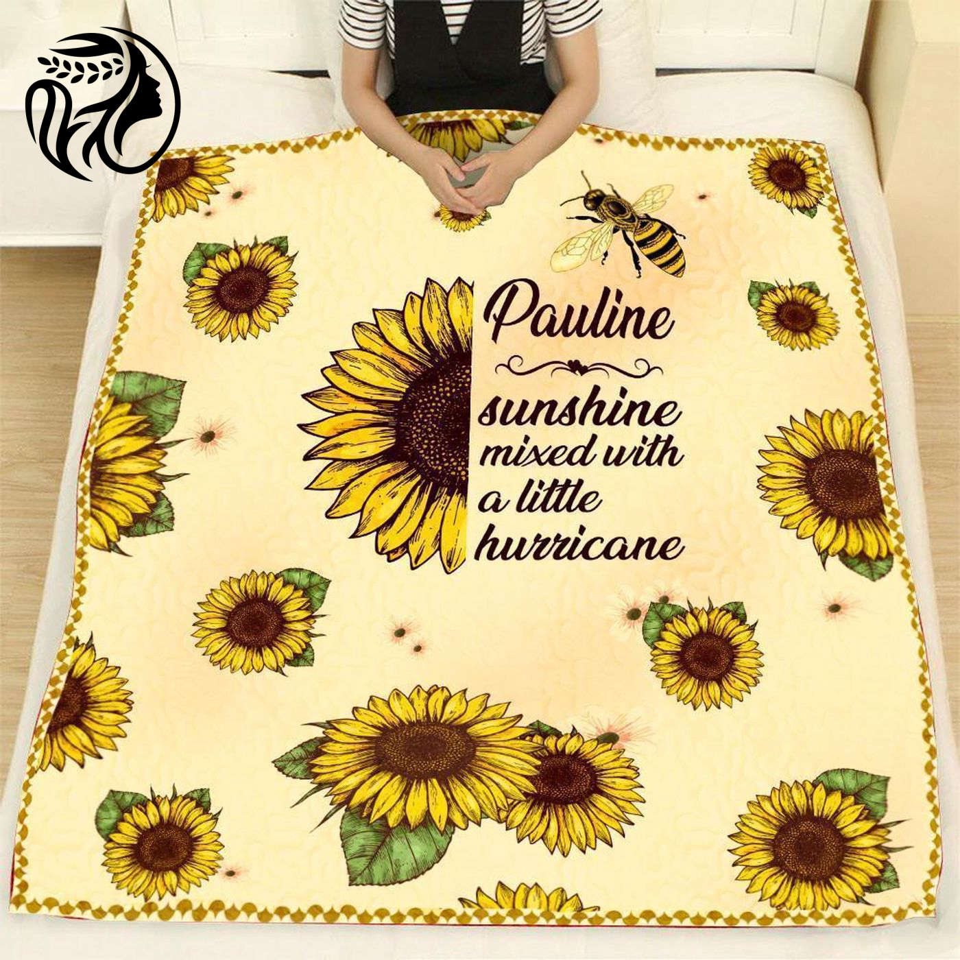 Personalized Pauline Sunflower Quilt Blanket – Unique 3D Gift