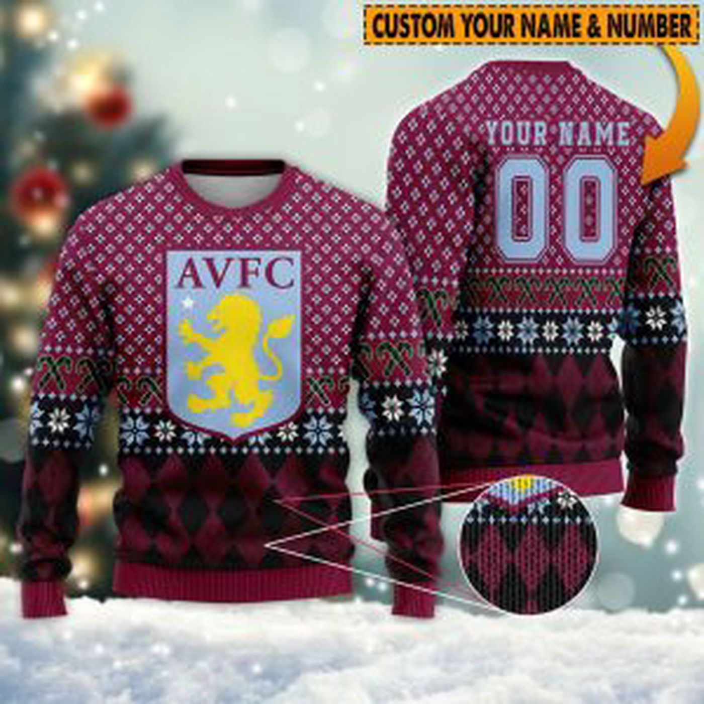 Personalized Aston Villa 3D Ugly Sweater Gift – Gift for Men Women Christmas Day