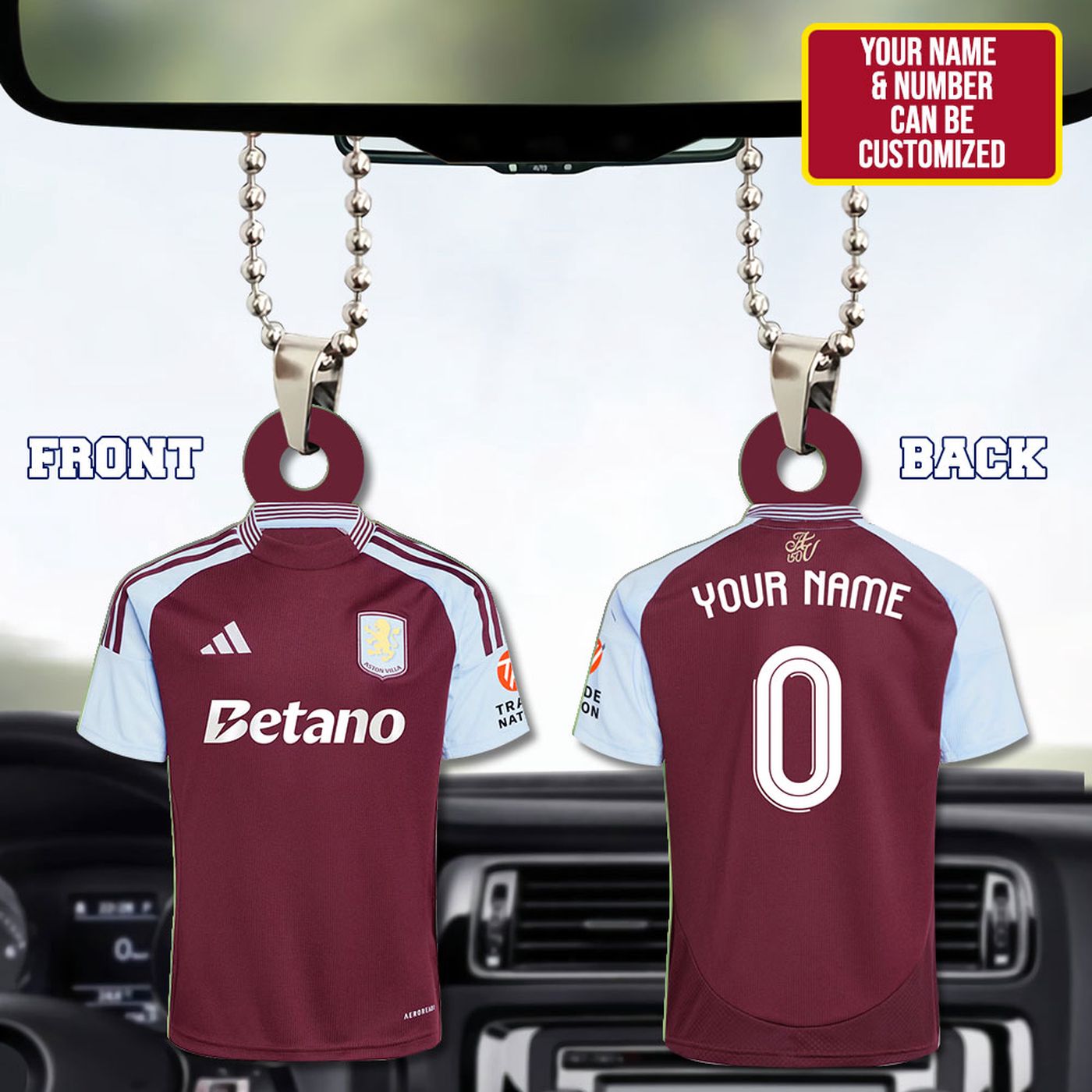 Personalized Aston Villa Custom Shape 2-sided Acrylic Car Ornament Gift
