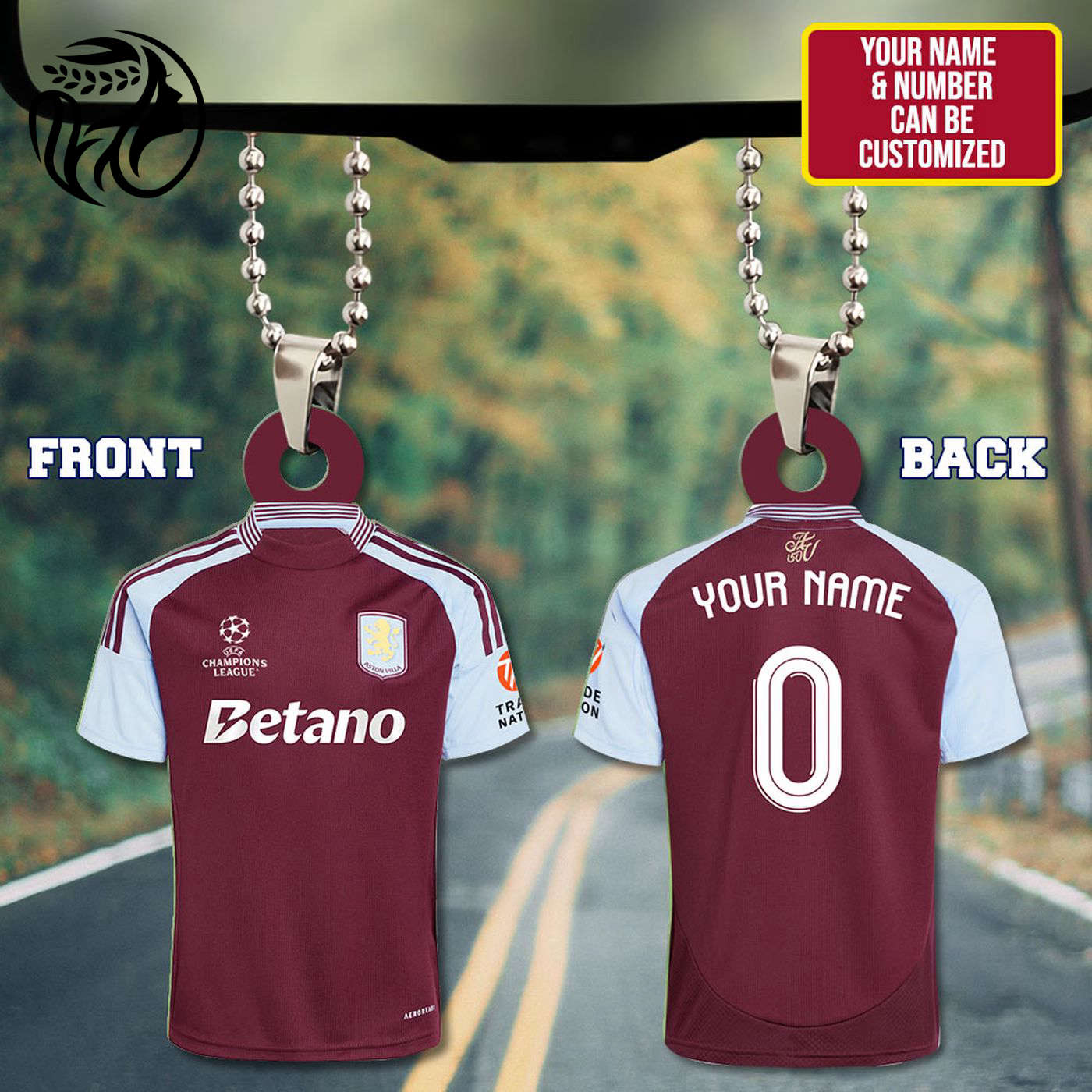 Personalized Aston Villa Custom Shape 2-sided Acrylic Car Ornament Gift