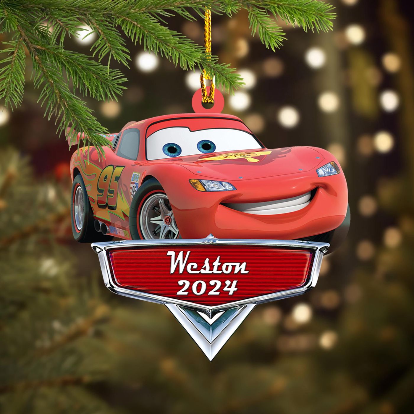 Custom Racing Car Christmas Ornament – Fun Gift for Kids Movie Decor Xmas Tree Decoration Ceramic