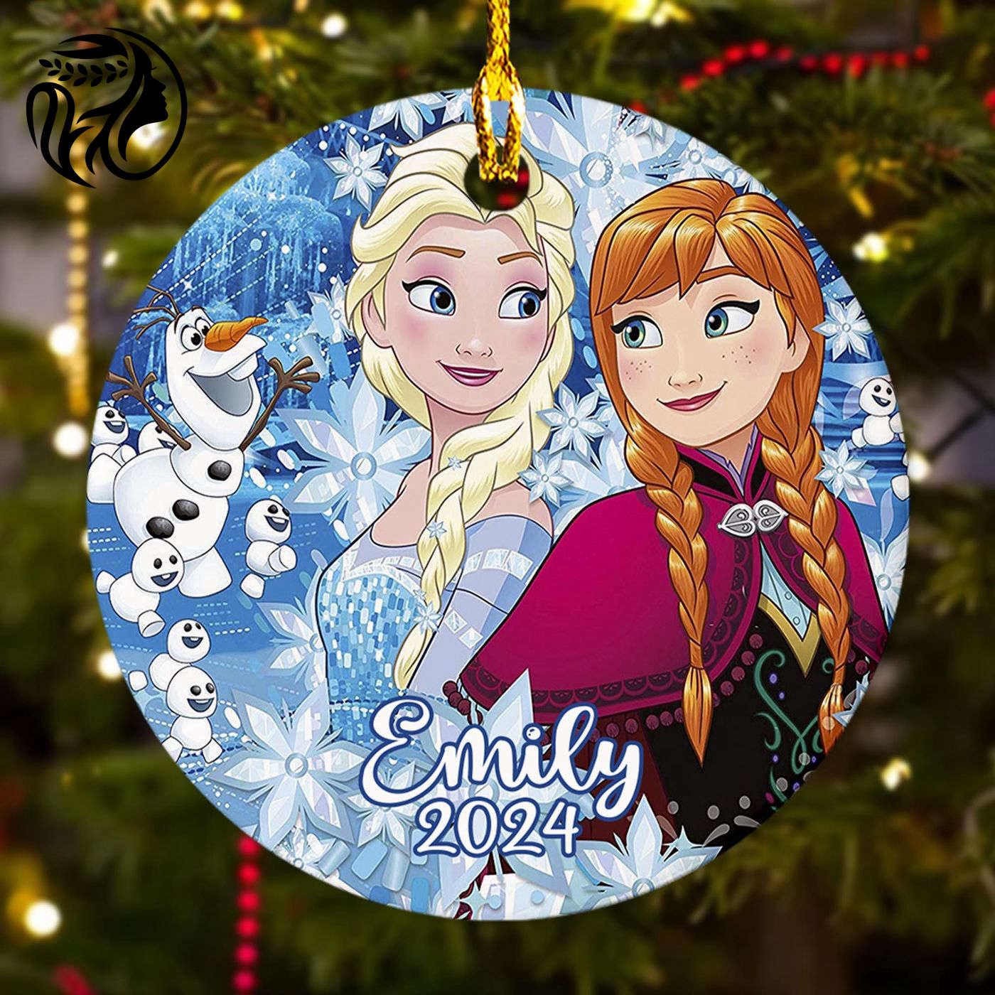 Customized Ice Princess Sister Christmas Ornament – Winter Princess Movie Decor Snowman Xmas Gift for Kids