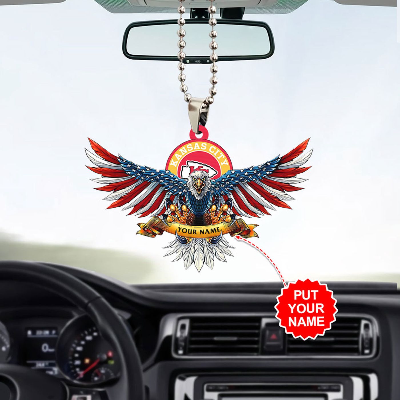 Personalized Kansas City Chiefs Custom Shape-sided Acrylic Car Ornament