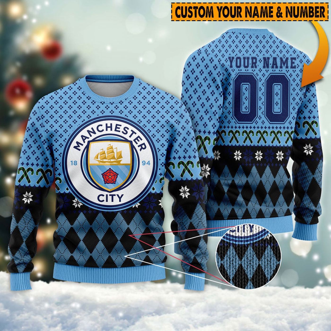Personalized Manchester City 3D Ugly Sweater Gift – Gift for Men Women Christmas Day