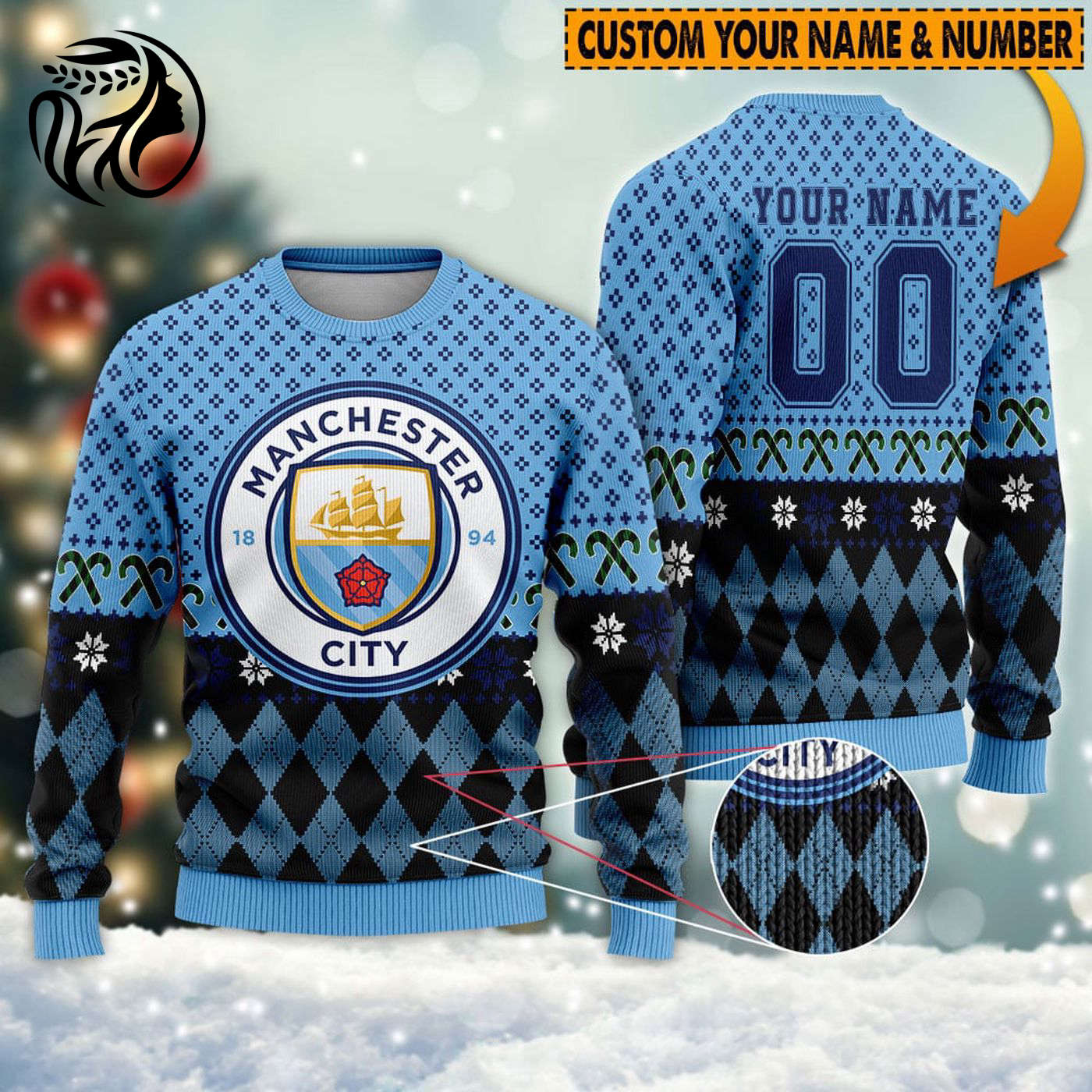 Personalized Manchester City 3D Ugly Sweater Gift – Gift for Men Women Christmas Day