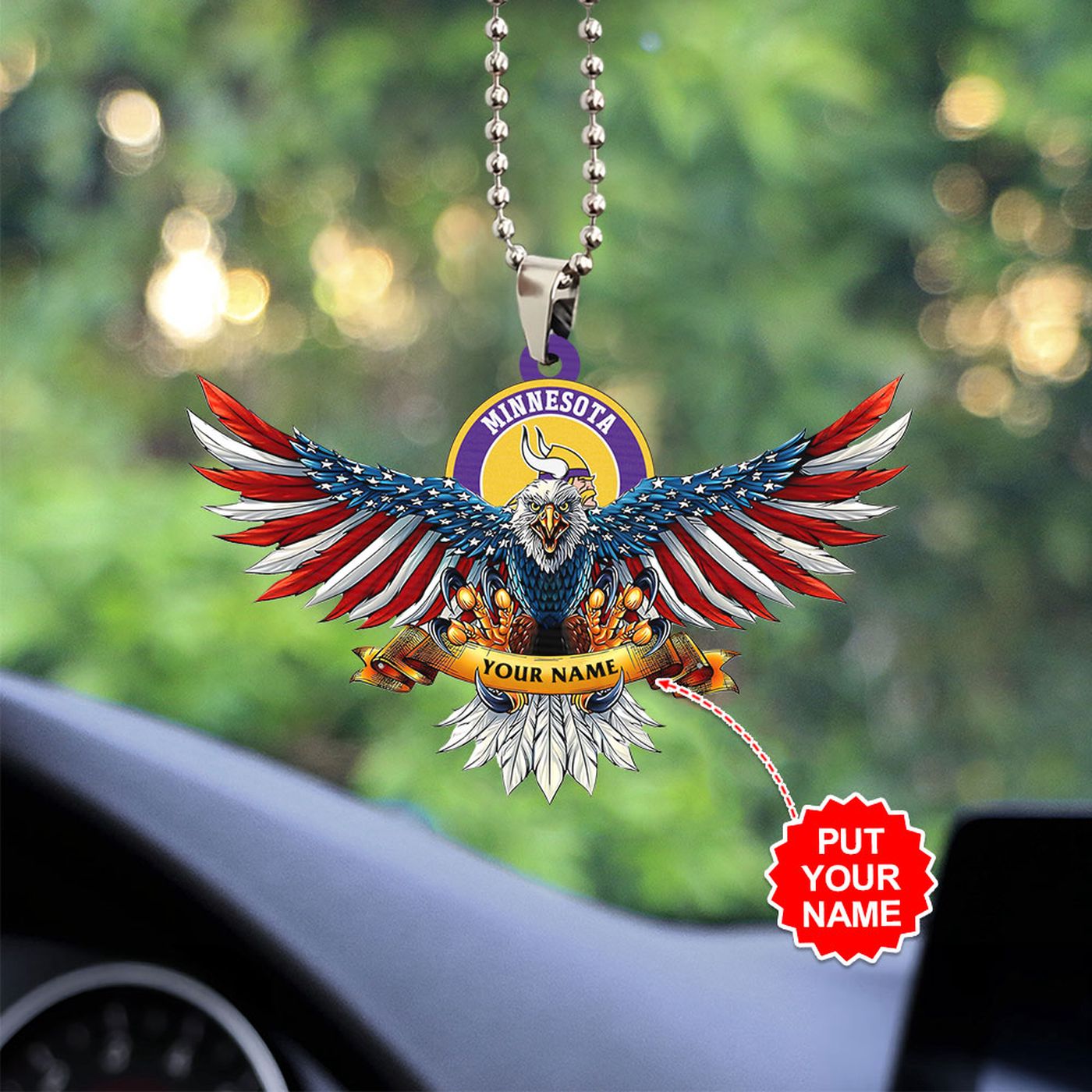 Personalized Minnesota Vikings Custom Shape-sided Acrylic Car Ornament
