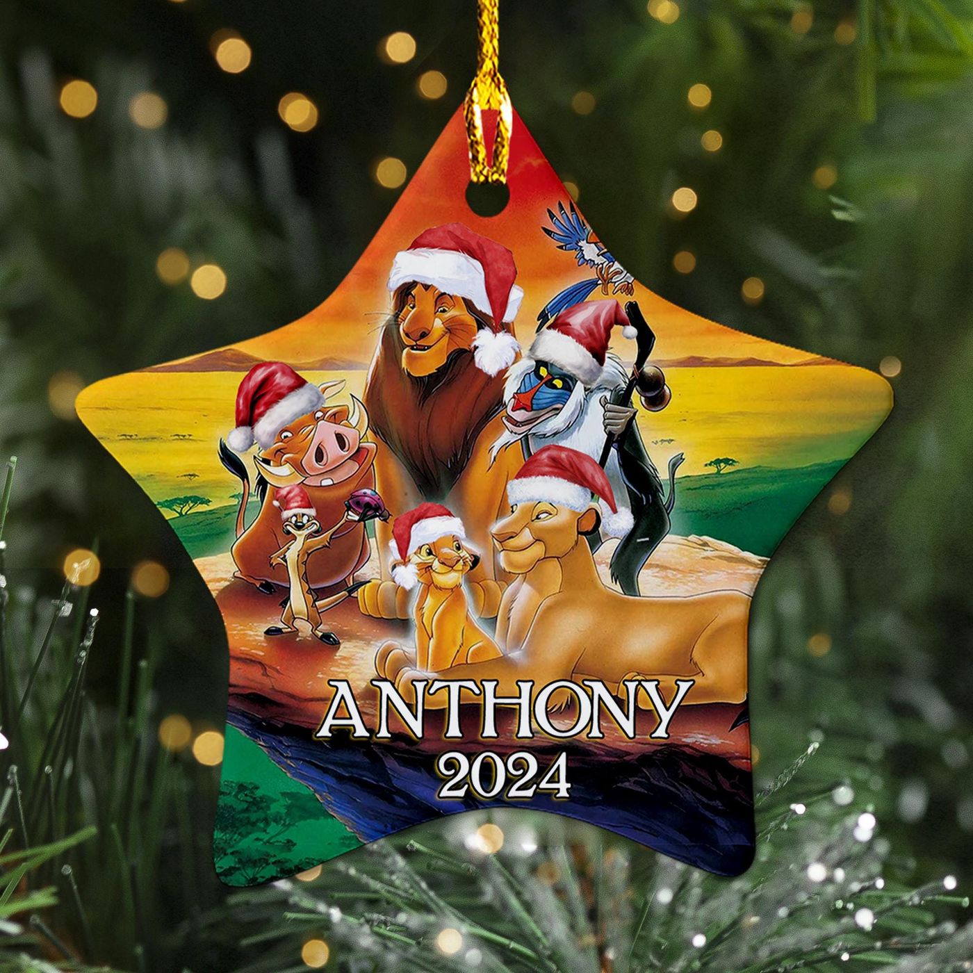 Cute Animal Winter Ornament: Lion Cartoon Movie Xmas Fan Gift – Custom 2024 Christmas Tree Decor for Kids