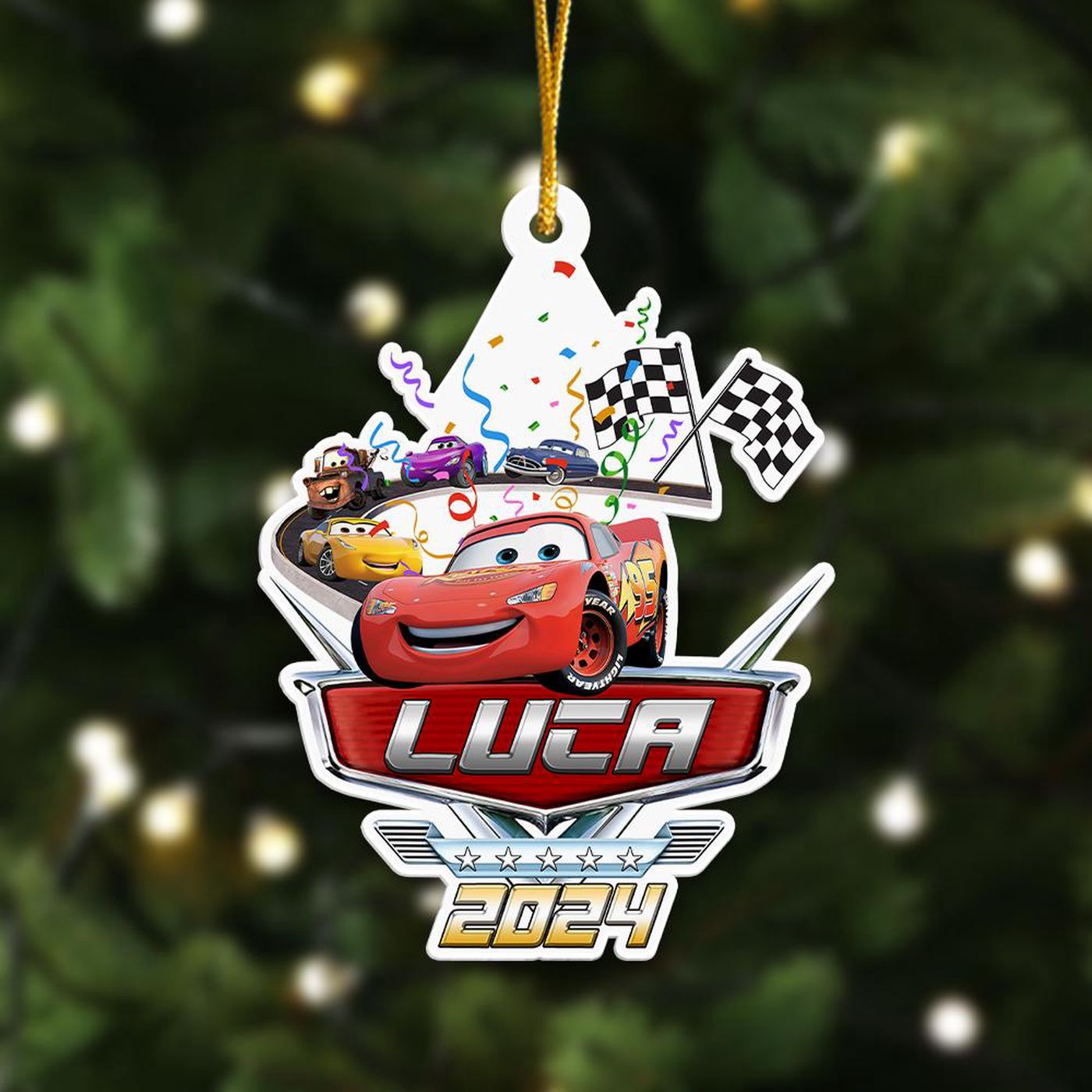 Customized Racing Cars Movie Xmas Ornament – Perfect 2024 Christmas Tree Decor Gift for Kids