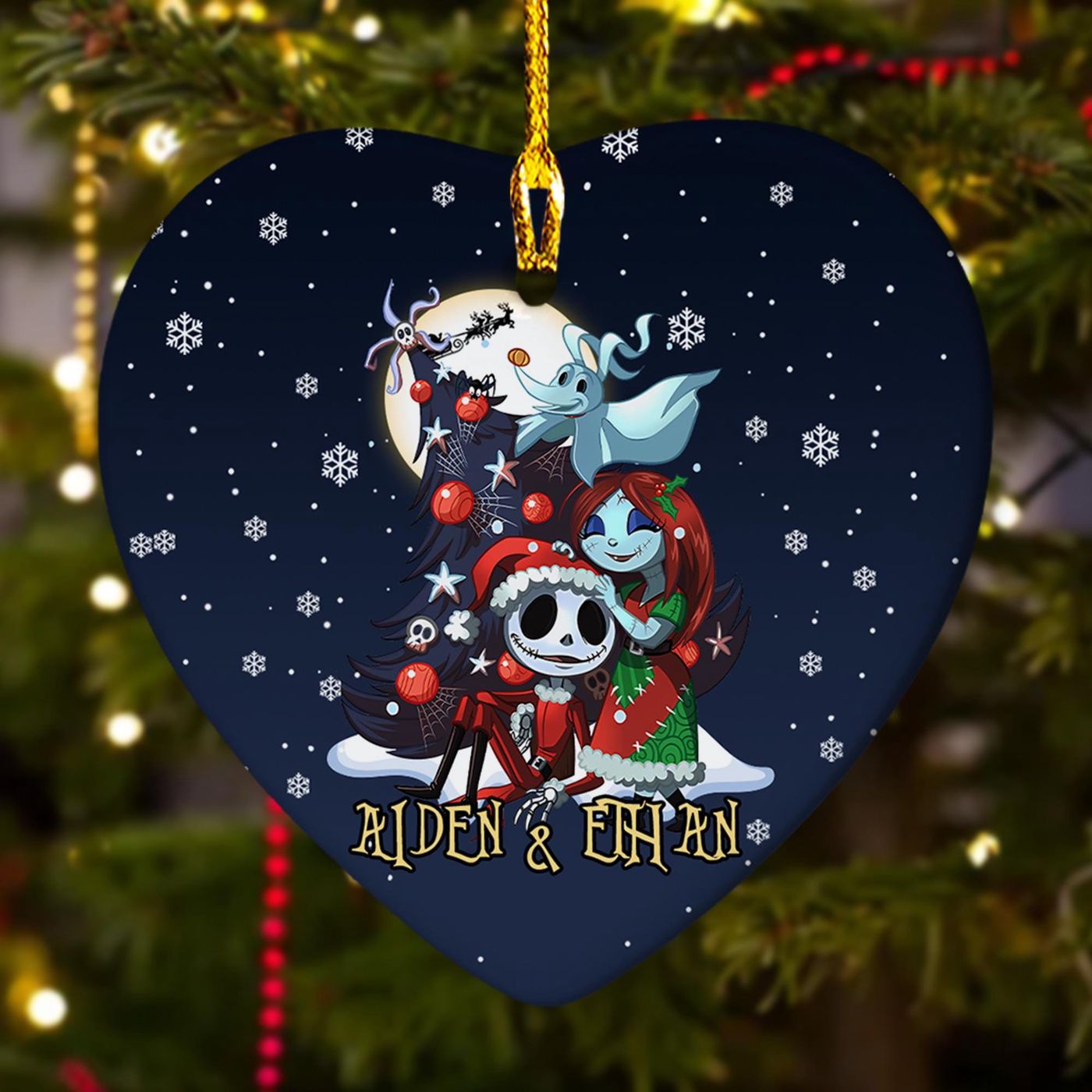 Customized Nightmare Cartoon Movie Xmas Ornament: Personalized Horror Characters in Winter – Perfect 2024 Christmas Tree Decor Gift for Kids!