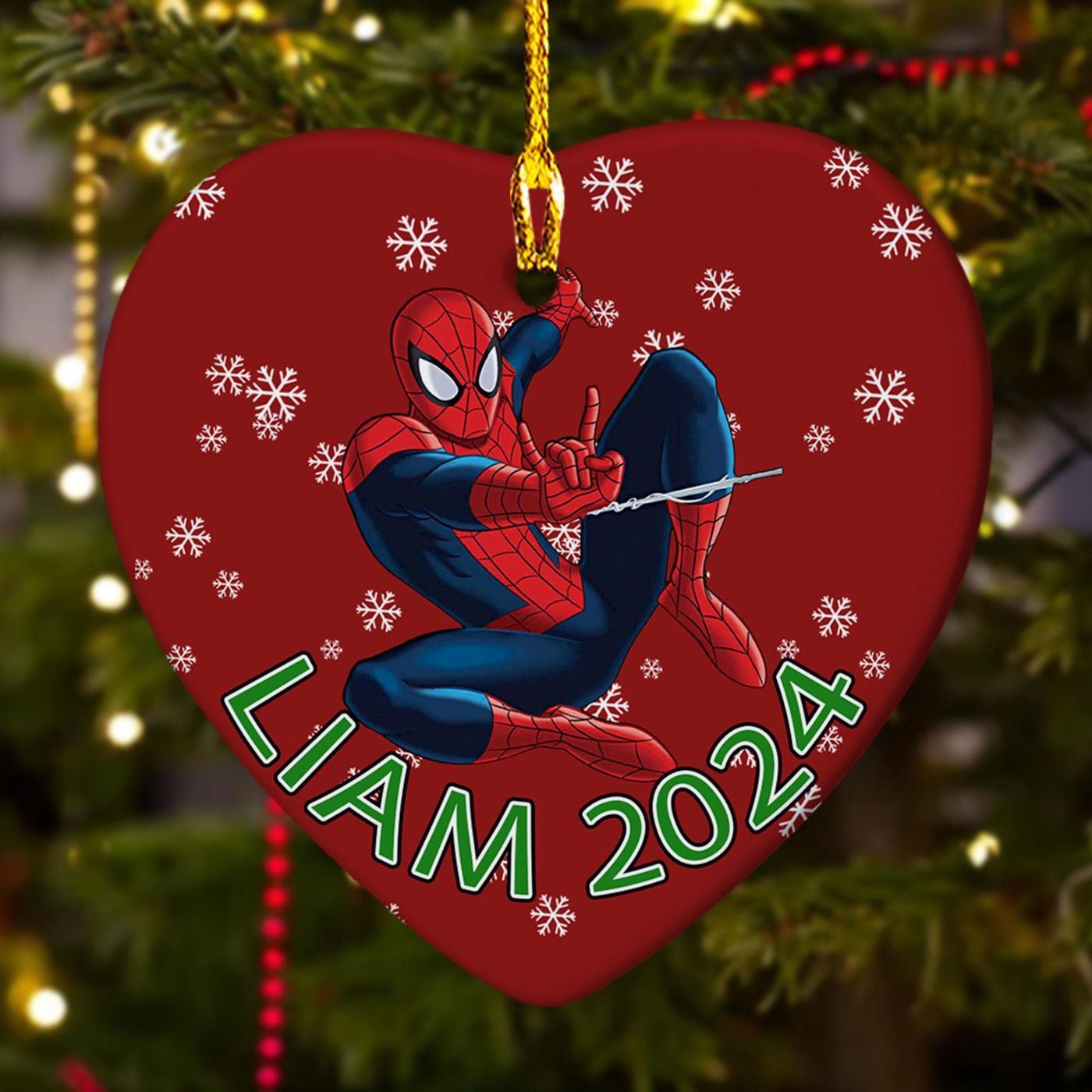 Spider Hero Movie Ornament: Personalized Xmas Decor Gift for Kids – Custom 2024 Tree Ornament Fan Gift