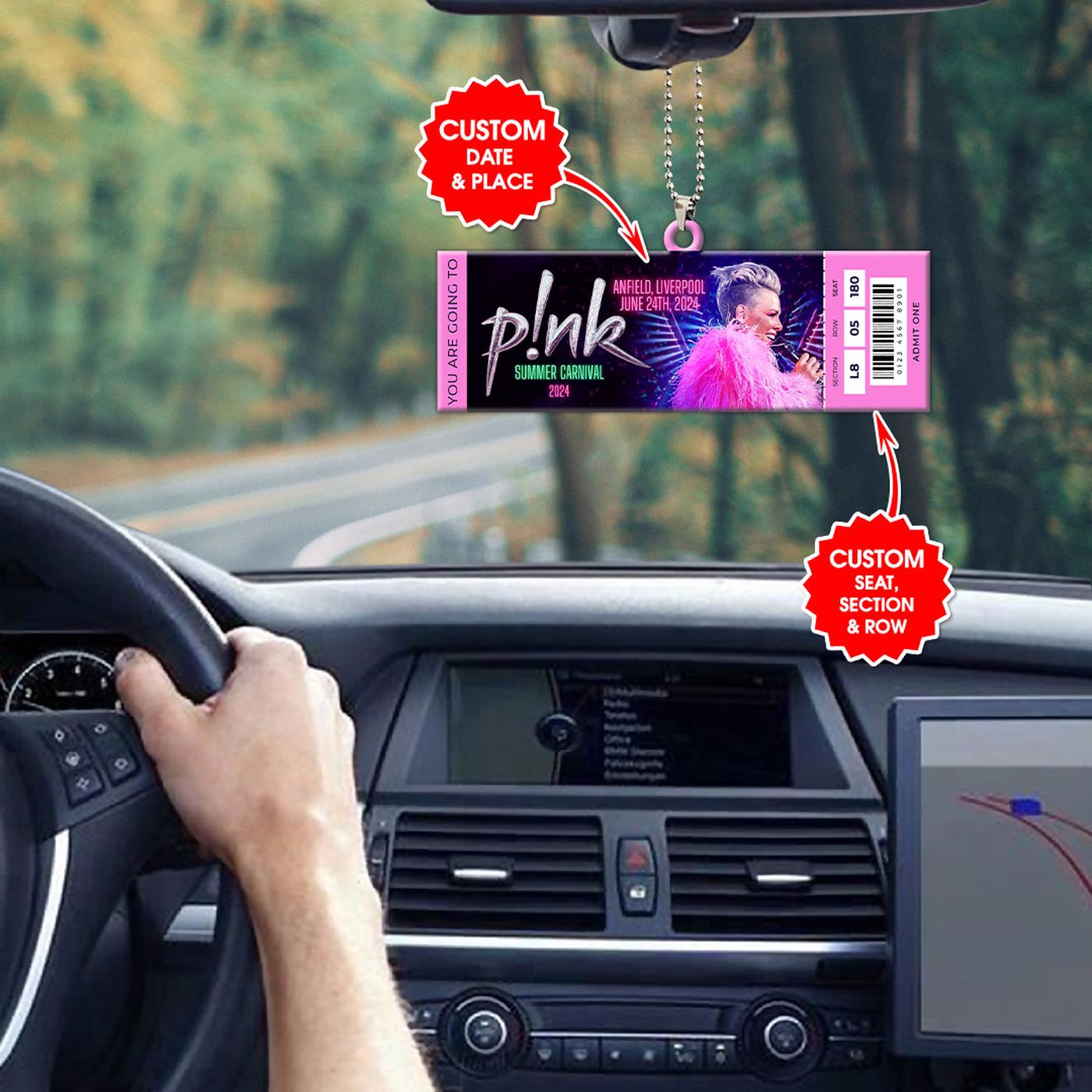 Personalized P!nk Custom Shape-sided Acrylic Car Ornament Personalized P!nk Custom Shape-sided Acrylic Car Ornament