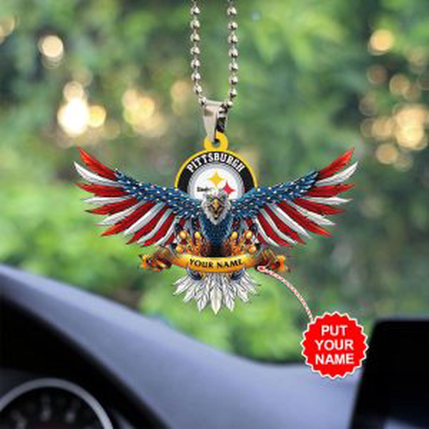 Personalized Pittsburgh Steelers Custom Shape-sided Acrylic Car Ornament