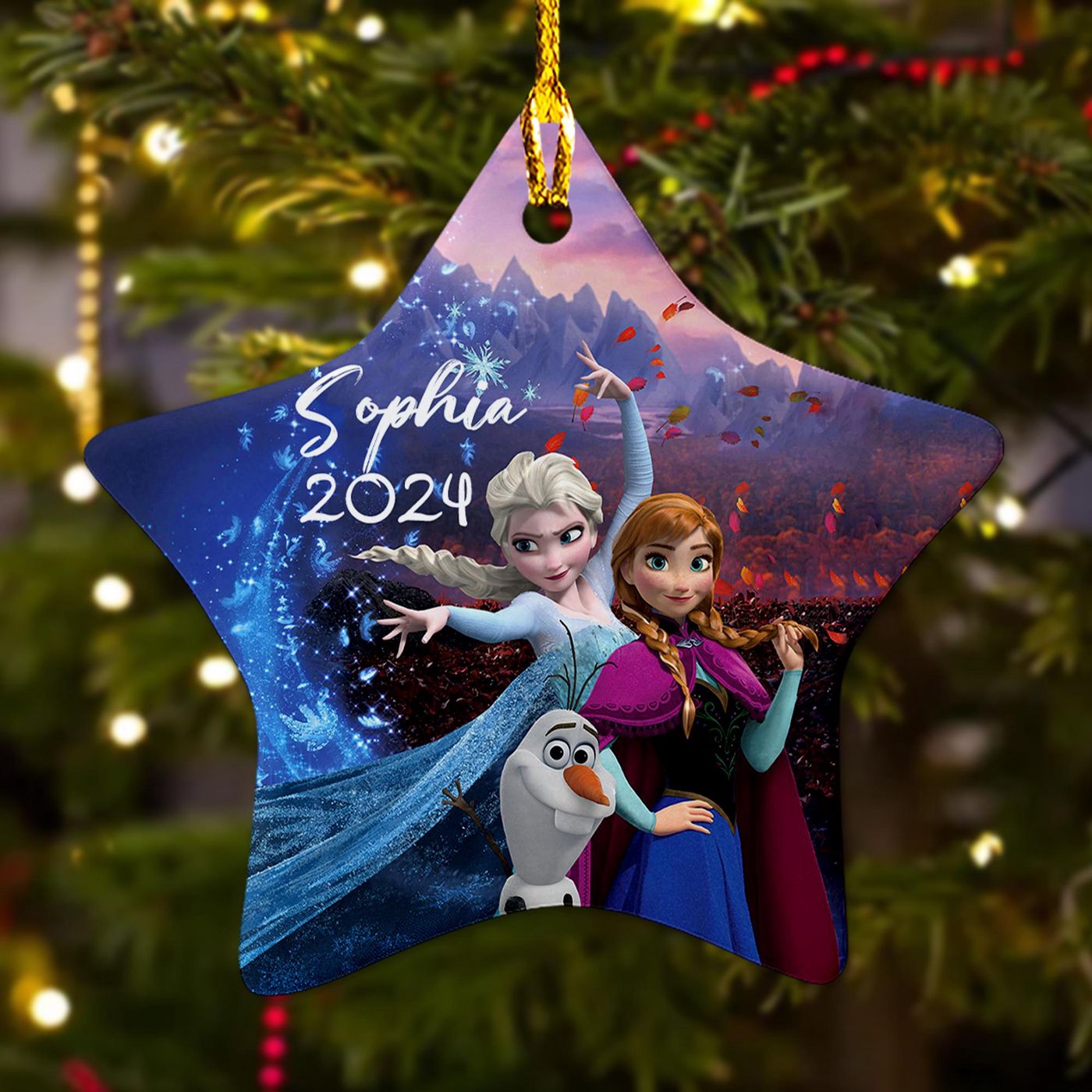 Custom Snow Princess Christmas Ornament – Winter Princess Movie Decor for 2024 Christmas Tree – Perfect Princess Santa Hat Gift for Kids