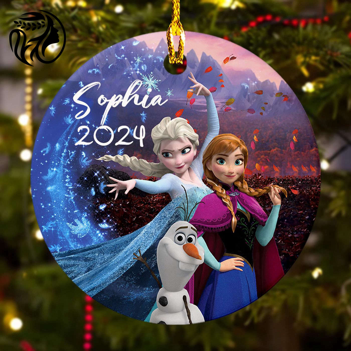 Custom Snow Princess Christmas Ornament – Winter Princess Movie Decor for 2024 Christmas Tree – Perfect Princess Santa Hat Gift for Kids