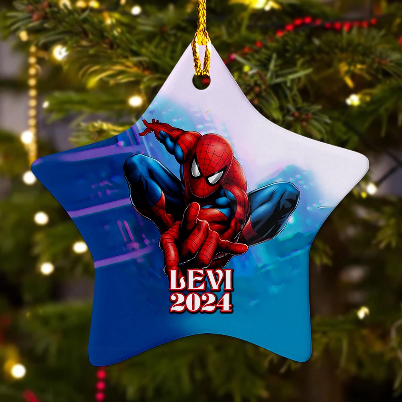 Custom Spider Character Christmas Ornament – Funny Superhero Xmas Tree Decor Kid s Hero Movie Gift 2024