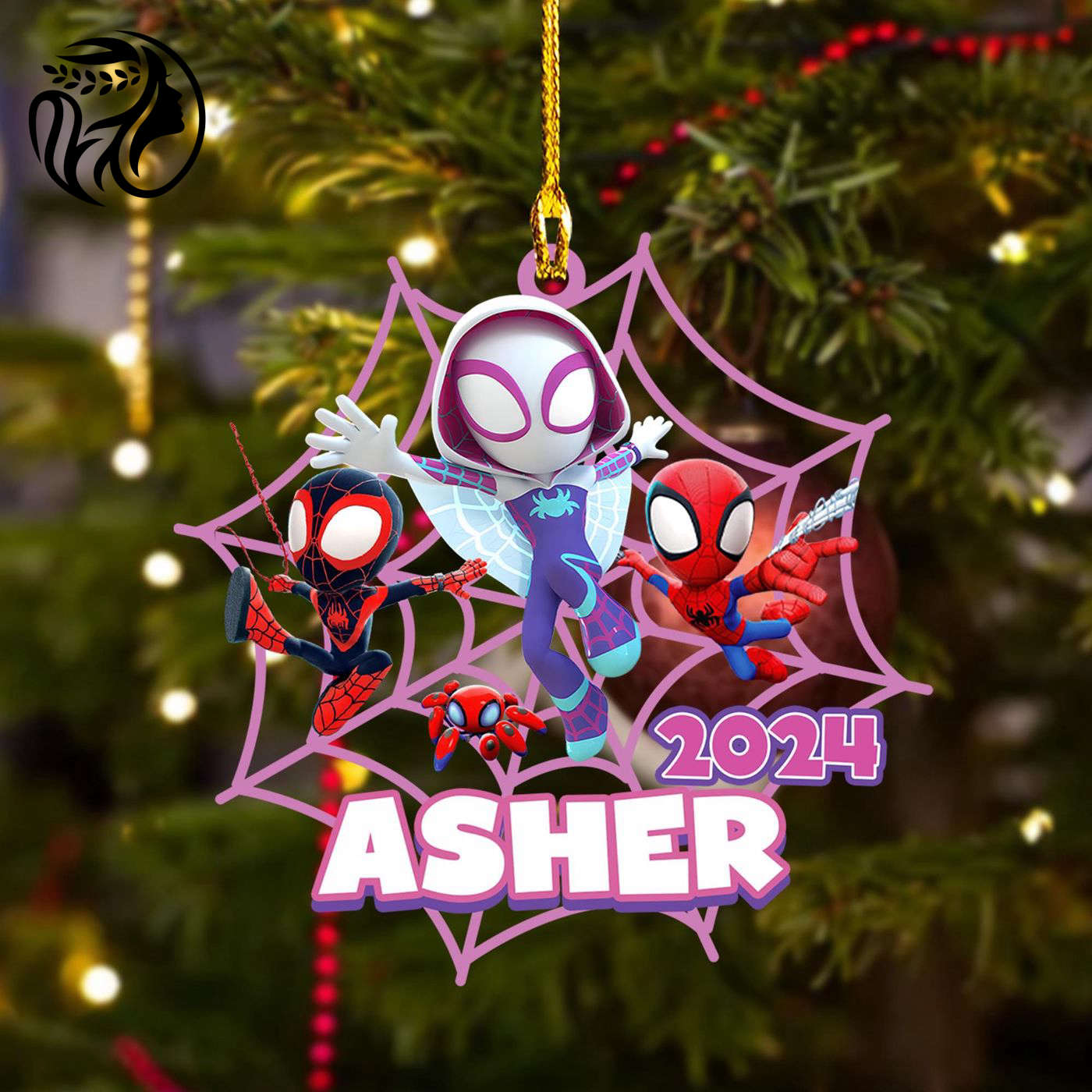 Custom Spider Character Christmas Ornament 2024 – Superhero Spider Team Decor Perfect Gift for Kids