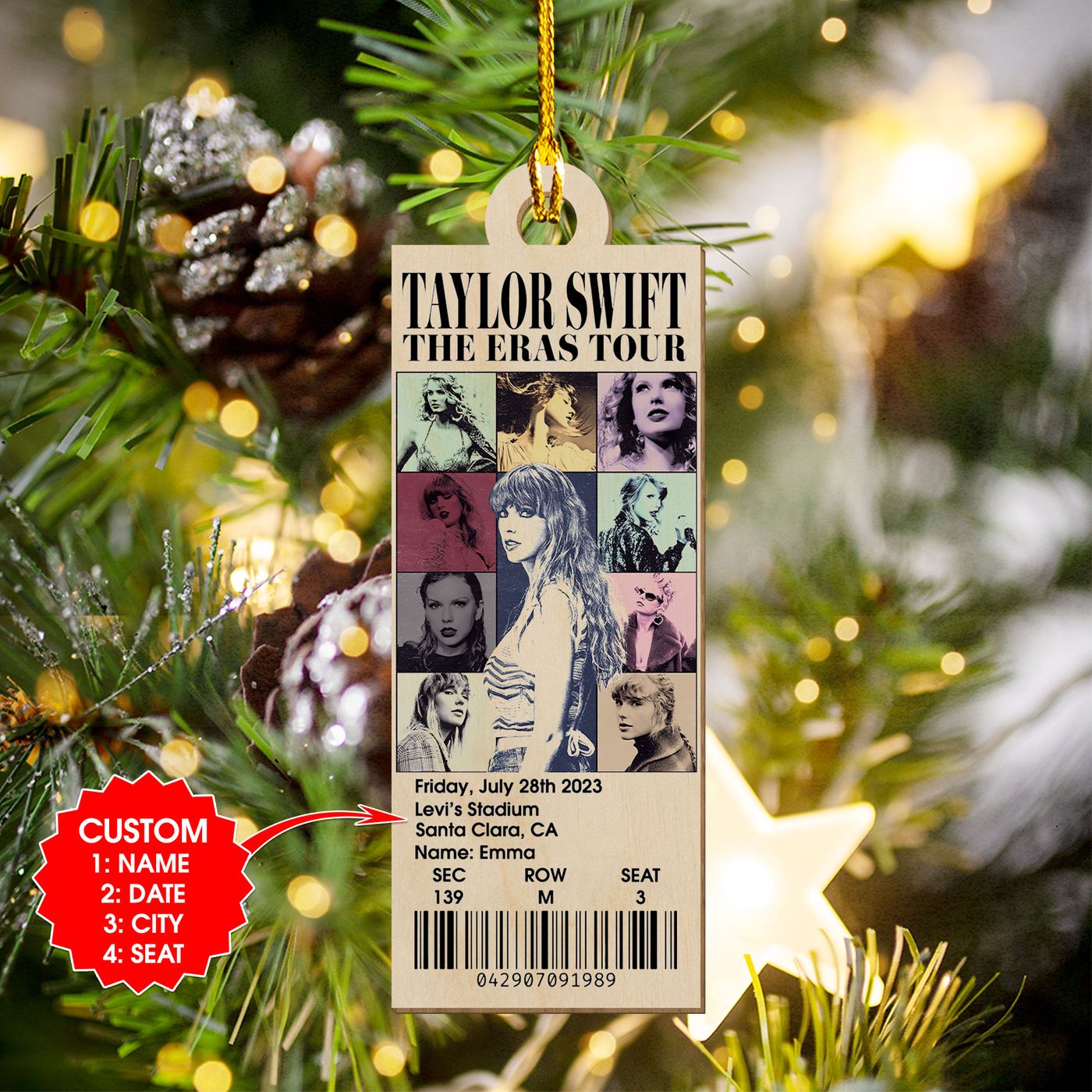 Personalized Taylor Swift 2-Side Printed Ornament Gift Personalized Taylor Swift 2-Side Printed Ornament Gift