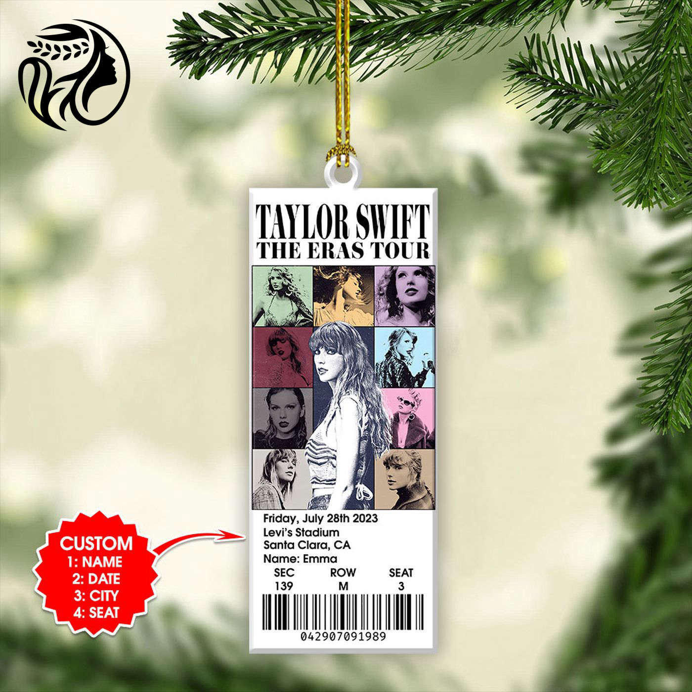 Personalized Taylor Swift 2-Side Printed Ornament Gift