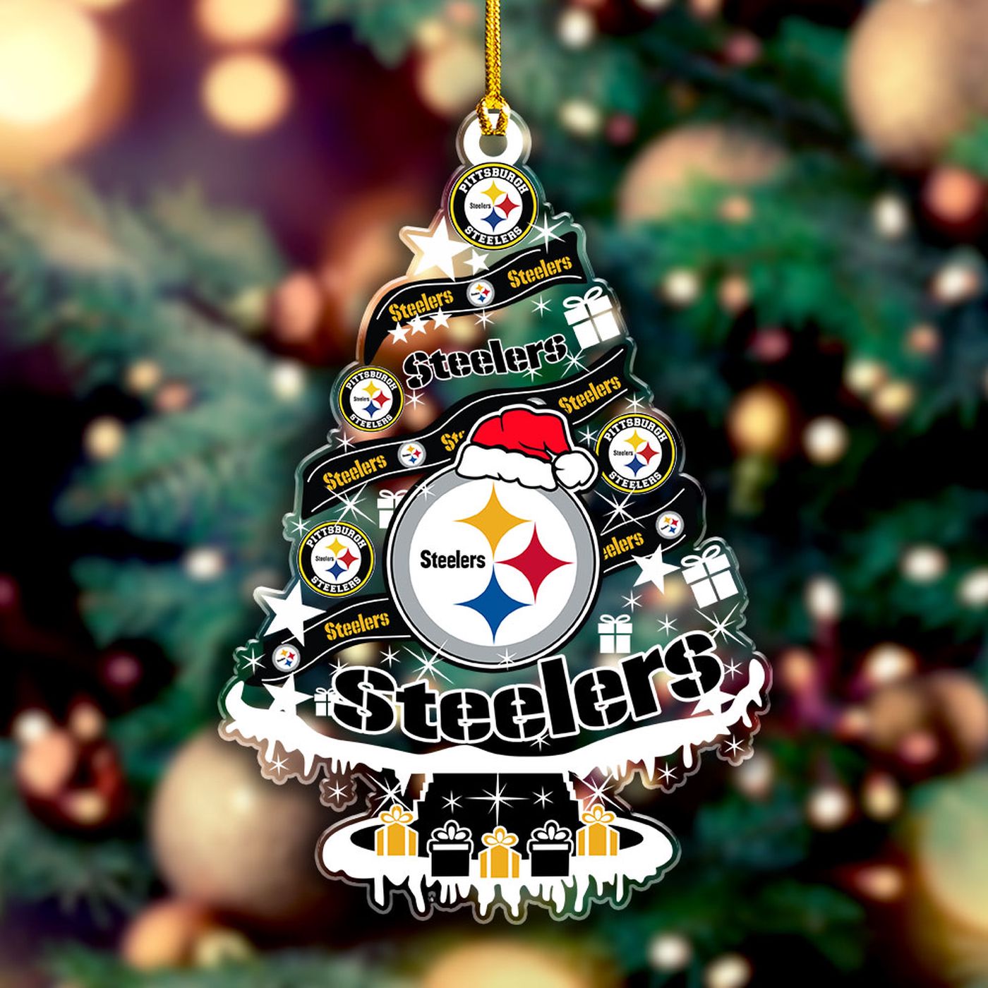 Pittsburgh Steelers Custom Shape Clear 1-sided Acrylic Ornament